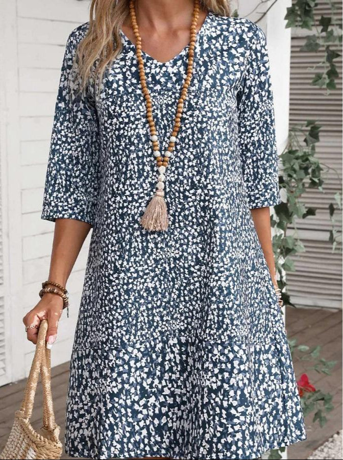 Women's Bohemian Floral Print Midi Dress