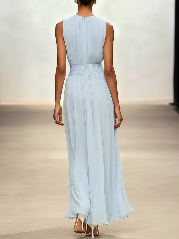 Dames Mouwloze A Lijn Maxi Jurk Chiffon