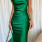 Wilhelmina Jurk | Satijnen Mouwloze Midi Jurk