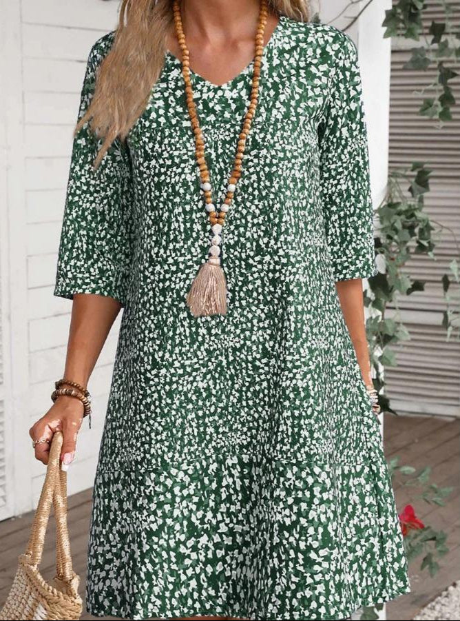 Women's Bohemian Floral Print Midi Dress