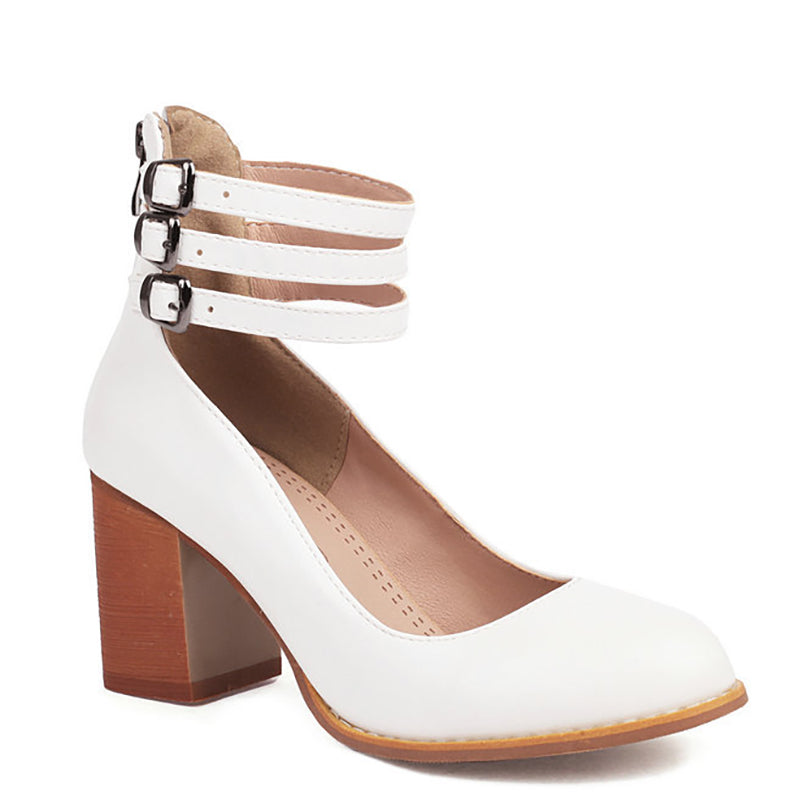 Dames Sandalen met Enkelband en Dikke Hak