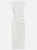 Dames Mouwloze Midi Jurk met Zijknopen