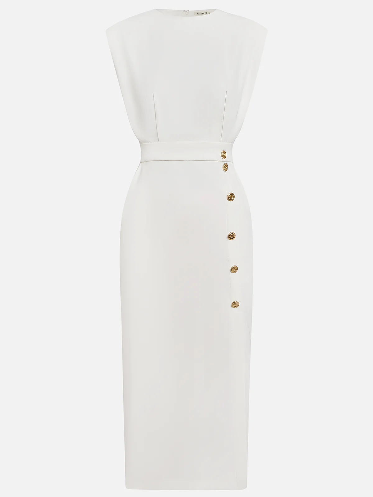 Dames Mouwloze Midi Jurk met Zijknopen