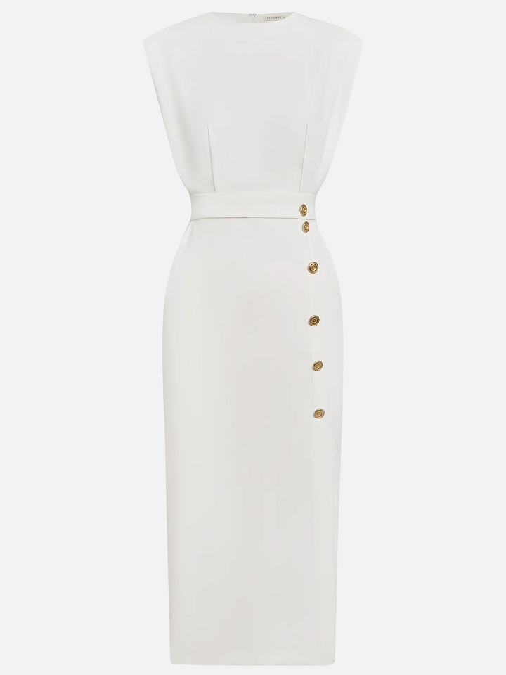 Dames Mouwloze Midi Jurk met Zijknopen