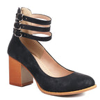 Dames Sandalen met Enkelband en Dikke Hak