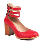 Dames Sandalen met Enkelband en Dikke Hak