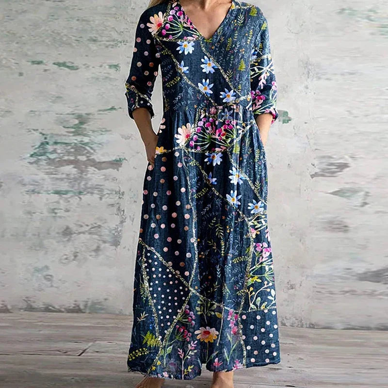 Dames Elegante Retro Maxi Jurk
