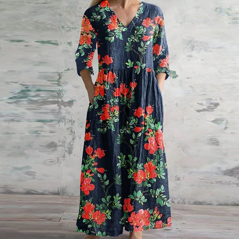 Dames Elegante Retro Maxi Jurk