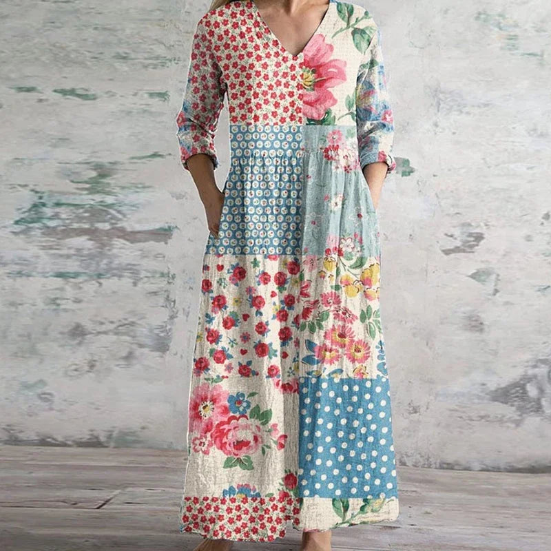 Dames Elegante Retro Maxi Jurk