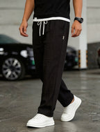 Heren Casual Broek met Trekkoord en Linnen Look Montarello