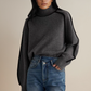 Valery Jumper | Dames Herfst Oversized Coltrui Jumper met Contrasterende Mouwafwerking