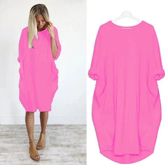 Dames Midi Jurk met Zakken Elegant