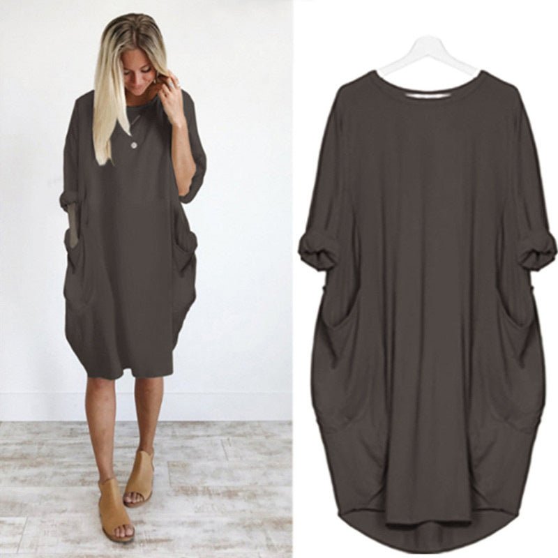 Dames Midi Jurk met Zakken Elegant