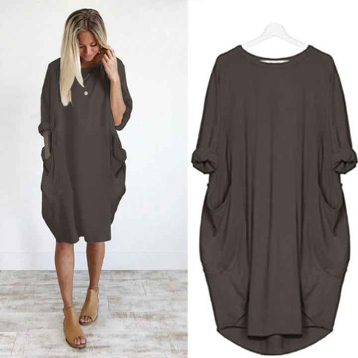 Dames Midi Jurk met Zakken Elegant