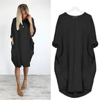 Dames Midi Jurk met Zakken Elegant