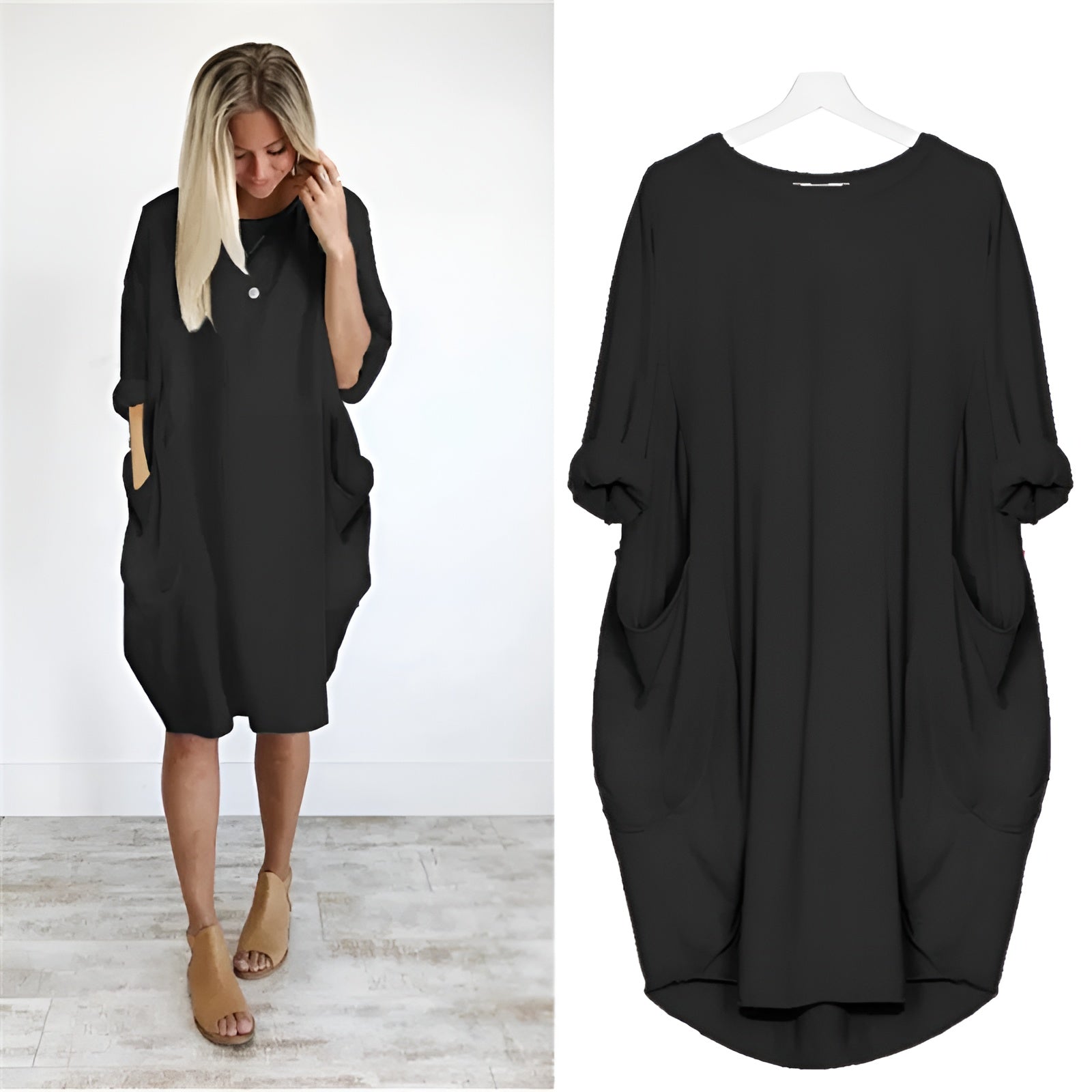 Dames Midi Jurk met Zakken Elegant
