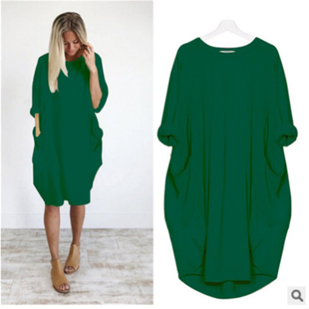 Dames Midi Jurk met Zakken Elegant