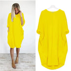 Dames Midi Jurk met Zakken Elegant