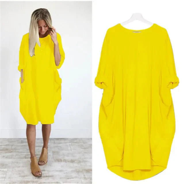 Dames Midi Jurk met Zakken Elegant