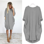 Dames Midi Jurk met Zakken Elegant