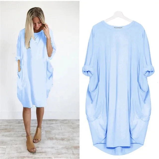 Dames Midi Jurk met Zakken Elegant