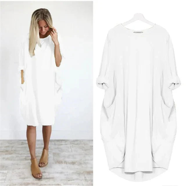 Dames Midi Jurk met Zakken Elegant