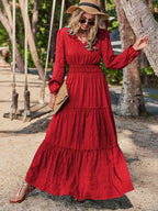 Women's Maxi Dress with Lantern Sleeves