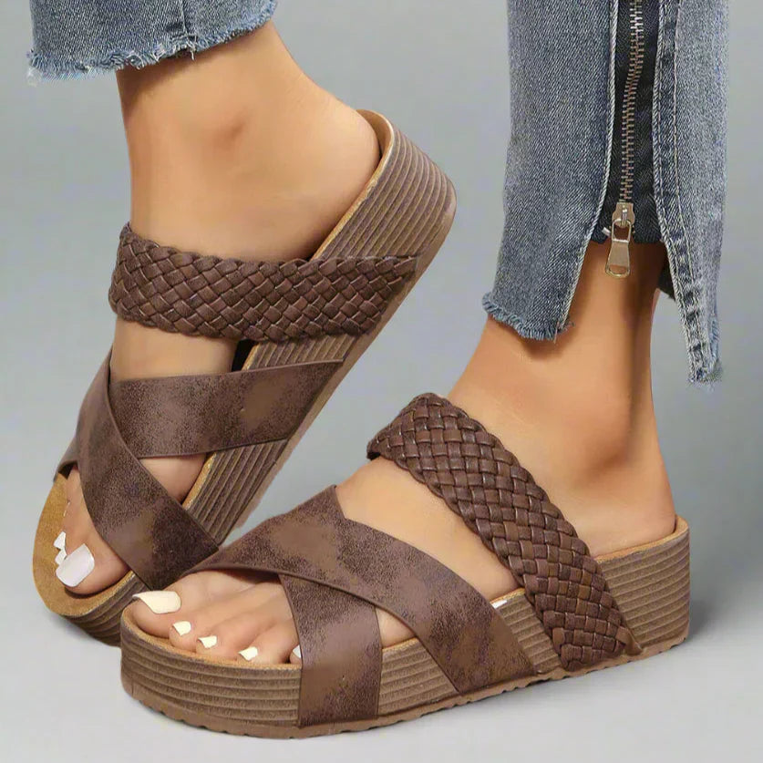 Dames Platform Sandalen met Kruisbandjes