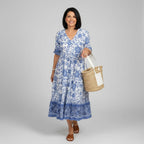 Dames Gelaagde Bloemenprint Midi Jurk