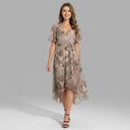 Dames Elegante Bloemenprint Midi Jurk