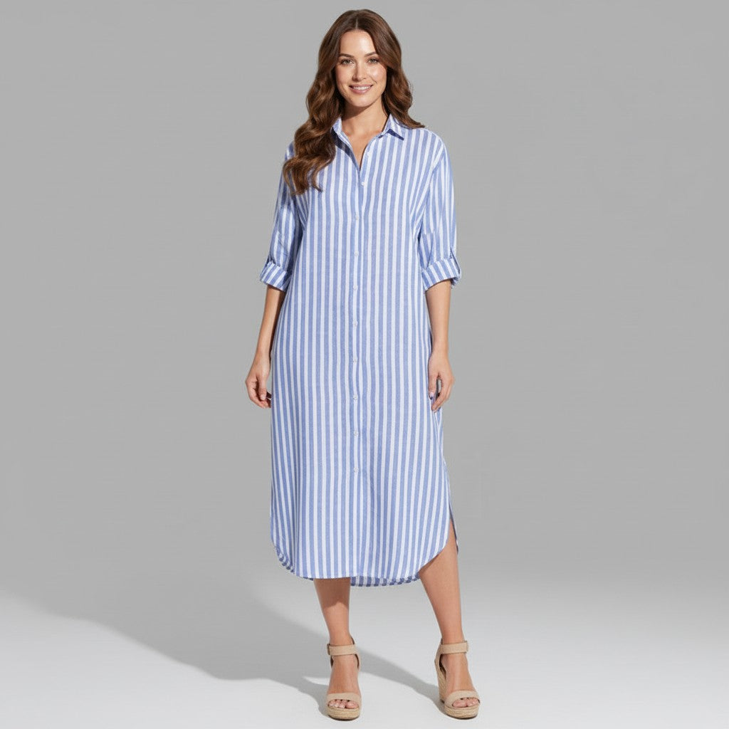 Dames Chic Blouse Midi Jurk