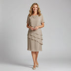 Dames Gelaagde Chiffon Midi Jurk