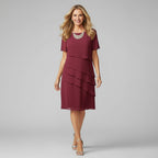 Dames Gelaagde Chiffon Midi Jurk