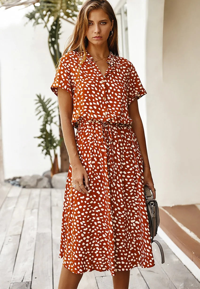 Dames Zomer Midi Jurk Dierenprint