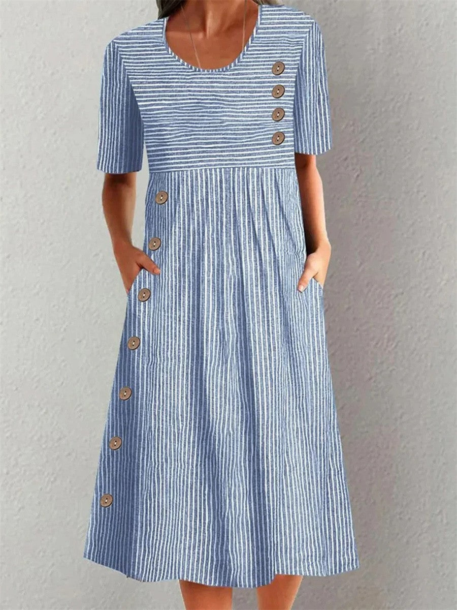 Women's Striped Summer Midi Dress