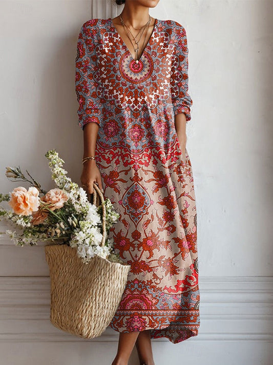 Dames Comfort Midi Jurk Rustieke Tuinstijl