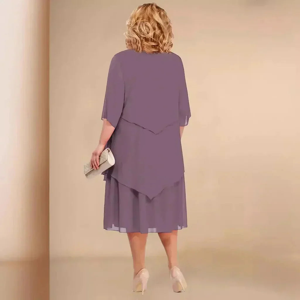 Dames Midi Jurk Chiffon Verfijnde Stijl