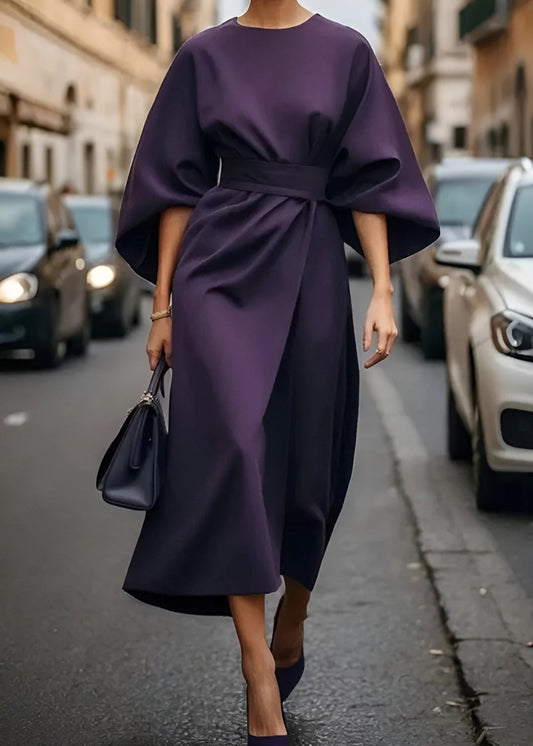 Vianna Jurk | Dames Herfst Maxi Jurk met Ballonmouwen