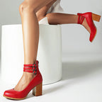 Dames Sandalen met Enkelband en Dikke Hak