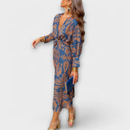 Dames Elegante Midi Jurk met Lange Mouwen
