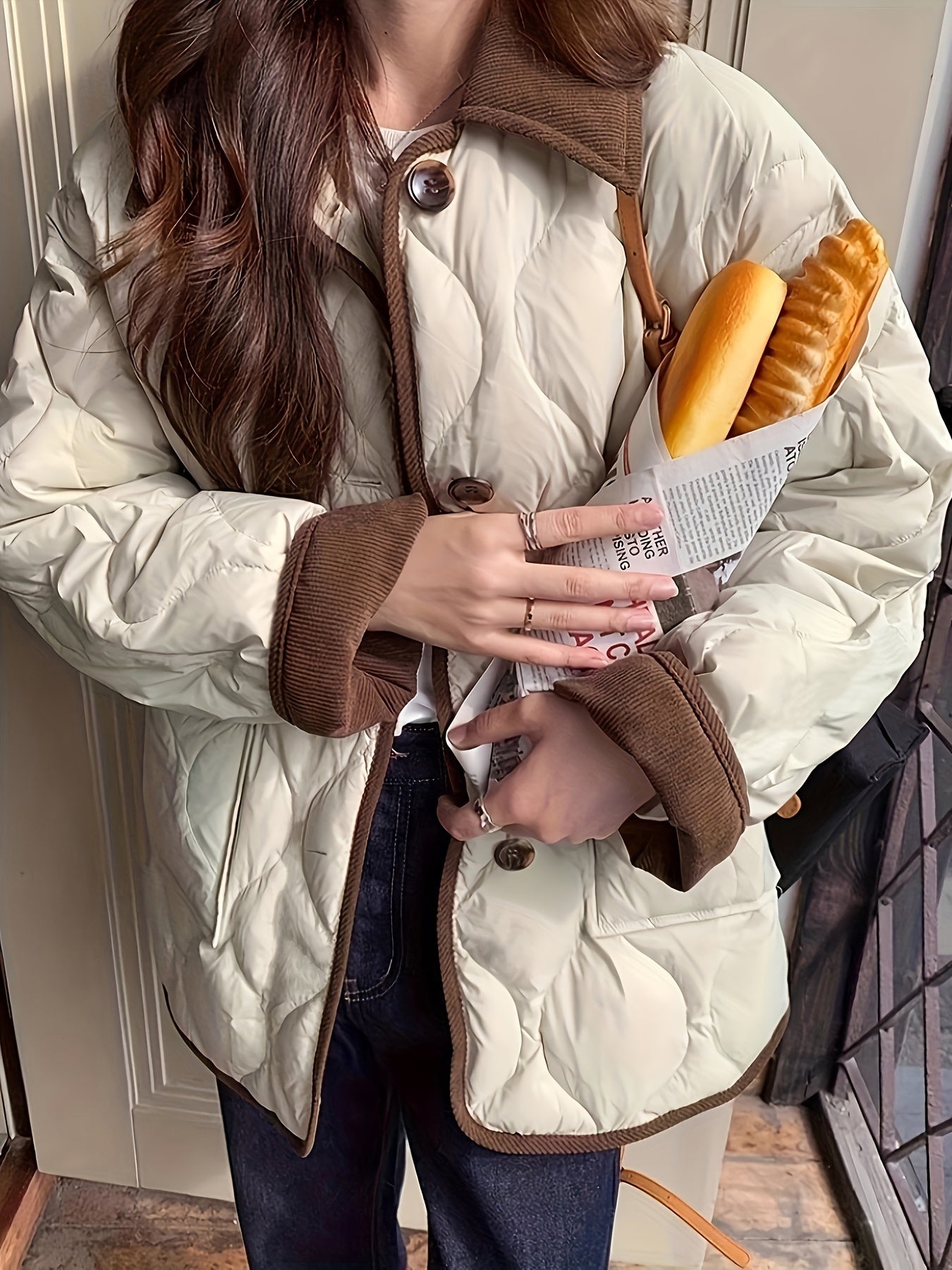 Baira Jas | Dames Herfst Gewatteerde Jas met Knopen