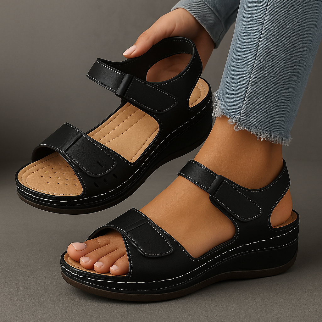 Dames Platform Sandalen met Enkelband en Open Teen