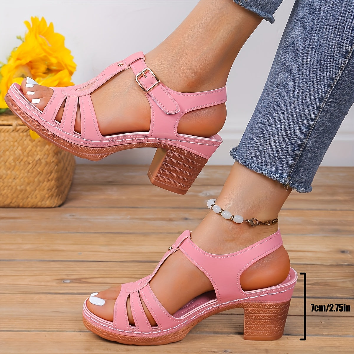Women's Block Heel Sandals with Cushioning