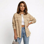 Women's Oversized Button-Up Denim Blouse