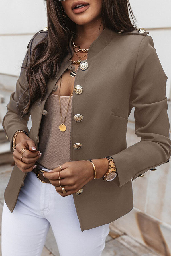 Willene Blazer | Dubbelgerijpte Blazer met Gouden Knopen