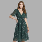 Dames Elegante Bloemenprint Midi Jurk