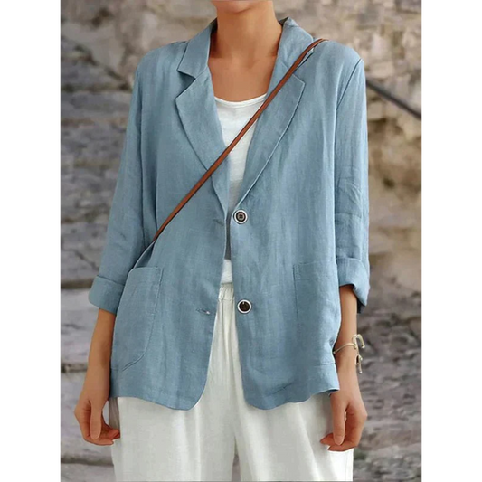 Dames Getailleerde Zomerblazer met Linnen Look Montarello