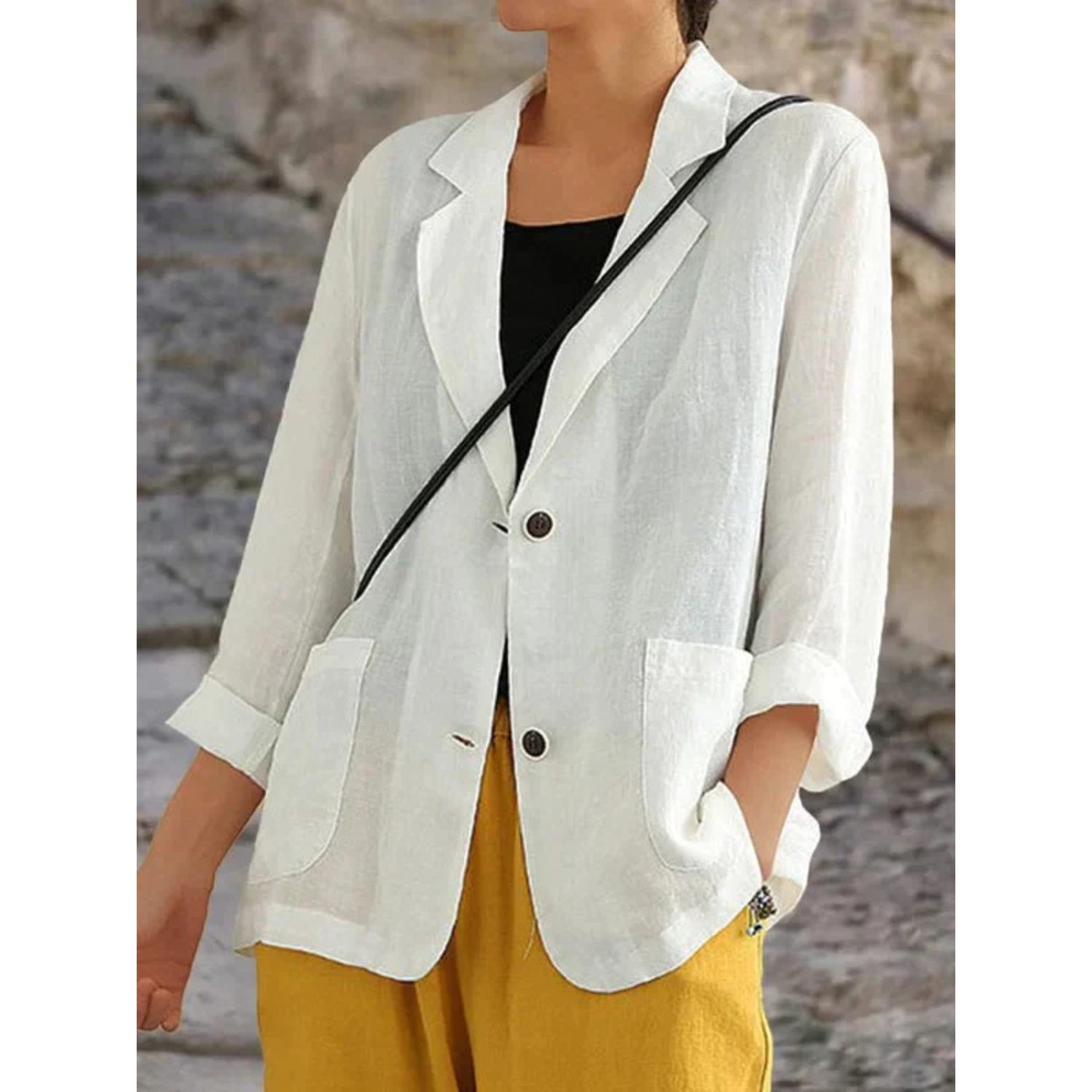 Dames Getailleerde Zomerblazer met Linnen Look Montarello