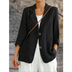 Dames Getailleerde Zomerblazer met Linnen Look Montarello