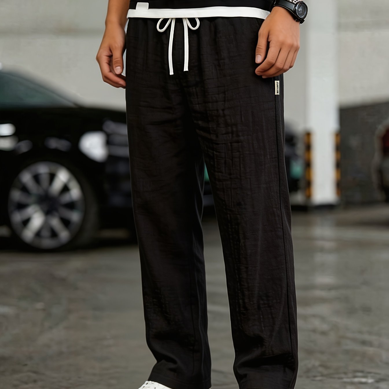 Heren Casual Broek met Trekkoord en Linnen Look Montarello